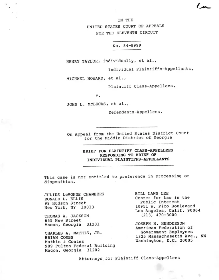 Taylor v. McLucas Brief for Plaintiff Class-Appellees Responding to Brief of Individual Plaintiffs-Appellants preview