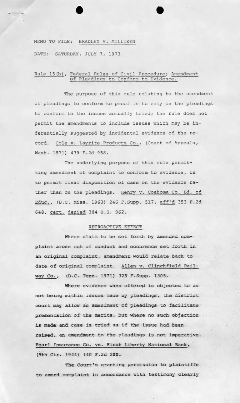 Memo to File RE rule 15(b) preview