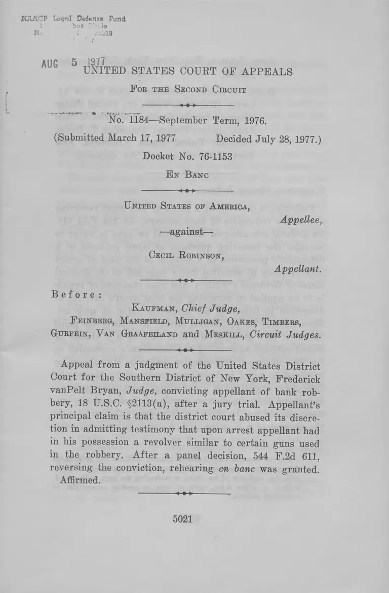 United States v. Robinson Opinion preview