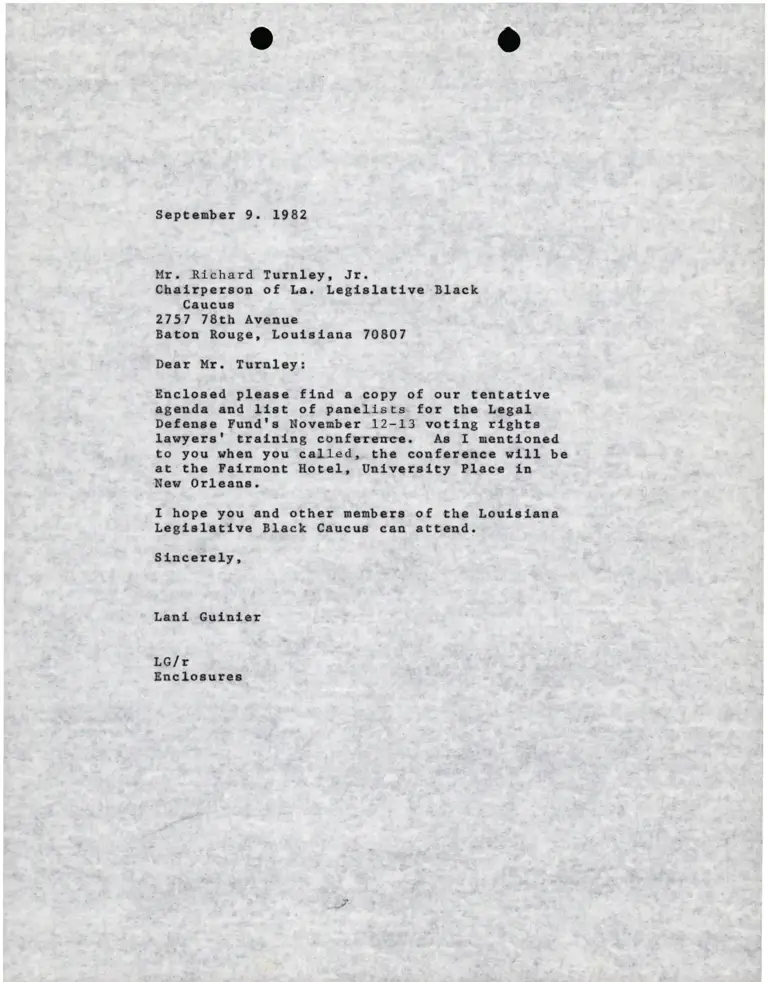 Letter from Lani Guinier to Richard Turnley preview