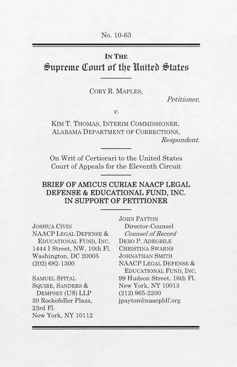 Maples v. Thomas Brief Amicus Curiae preview