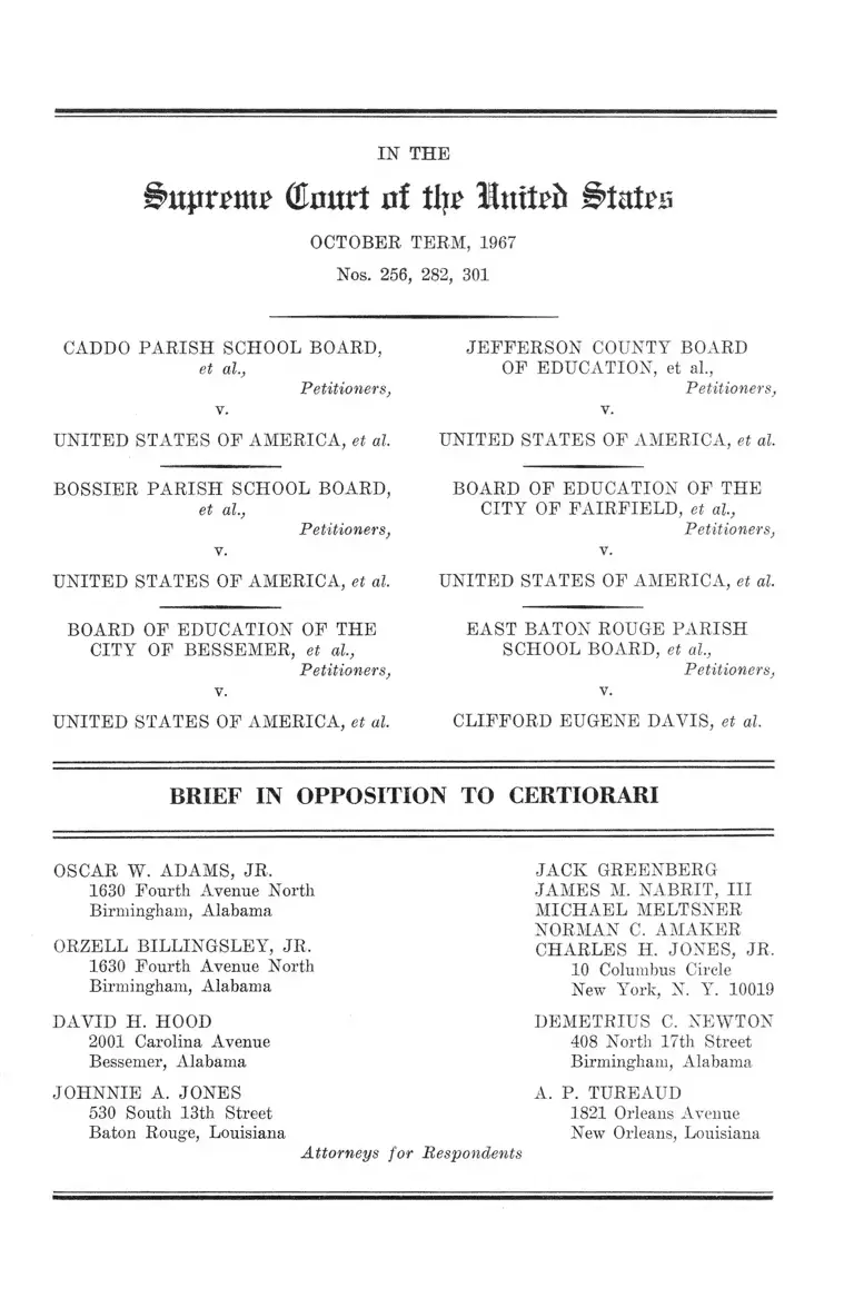 Caddo Parish School Board v United States Brief in Opposition to Certiorari preview