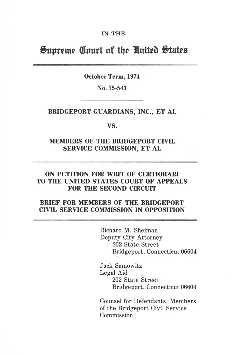 Bridgeport Guardians, Inc. v. Members of the Bridgeport Civil Service Commission Brief for the Members of the Bridgeport Civil Service Commission in Opposition preview