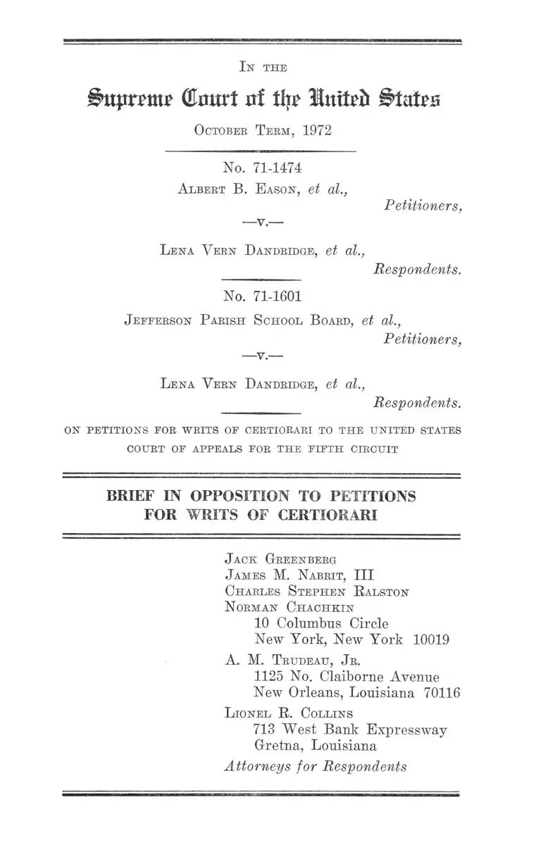 Eason v. Dandridge Brief in Opposition to Petitions for Writs of Certiorari preview