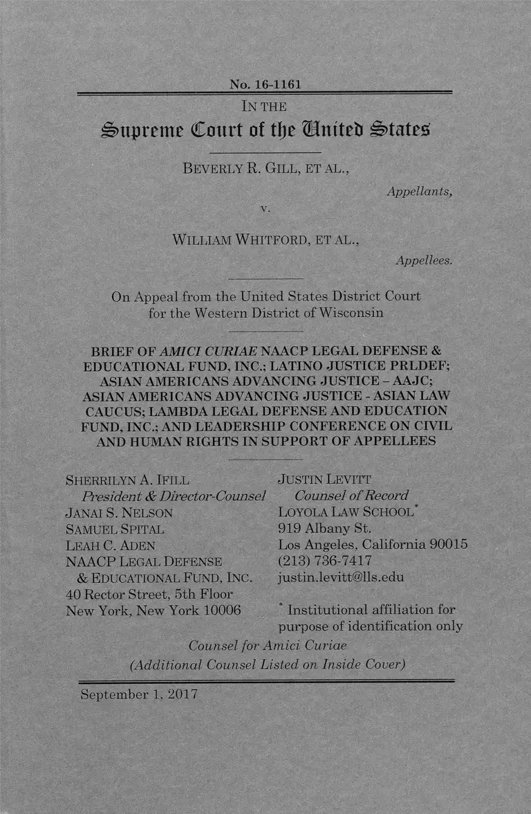 Gill v. Whitford Brief of Amici Curiae in Support of Appellees preview