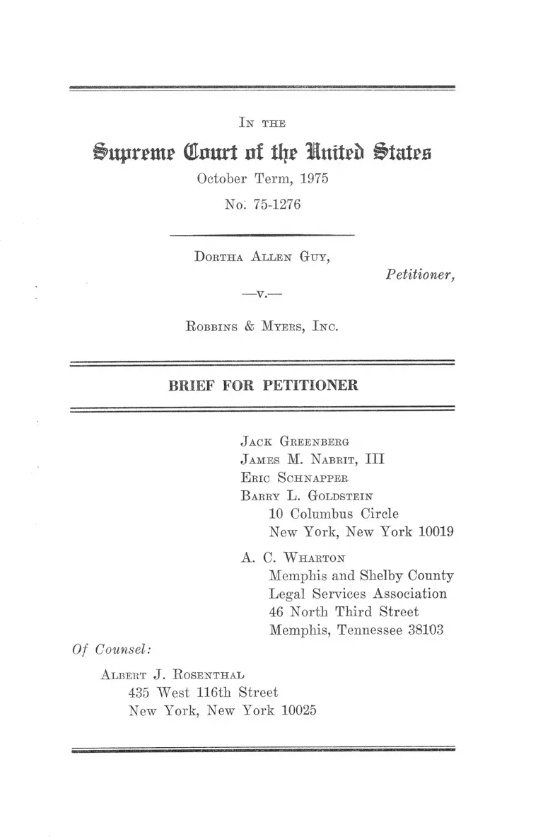 Guy v. Robbins & Myers, Inc. Brief for Petitioner preview