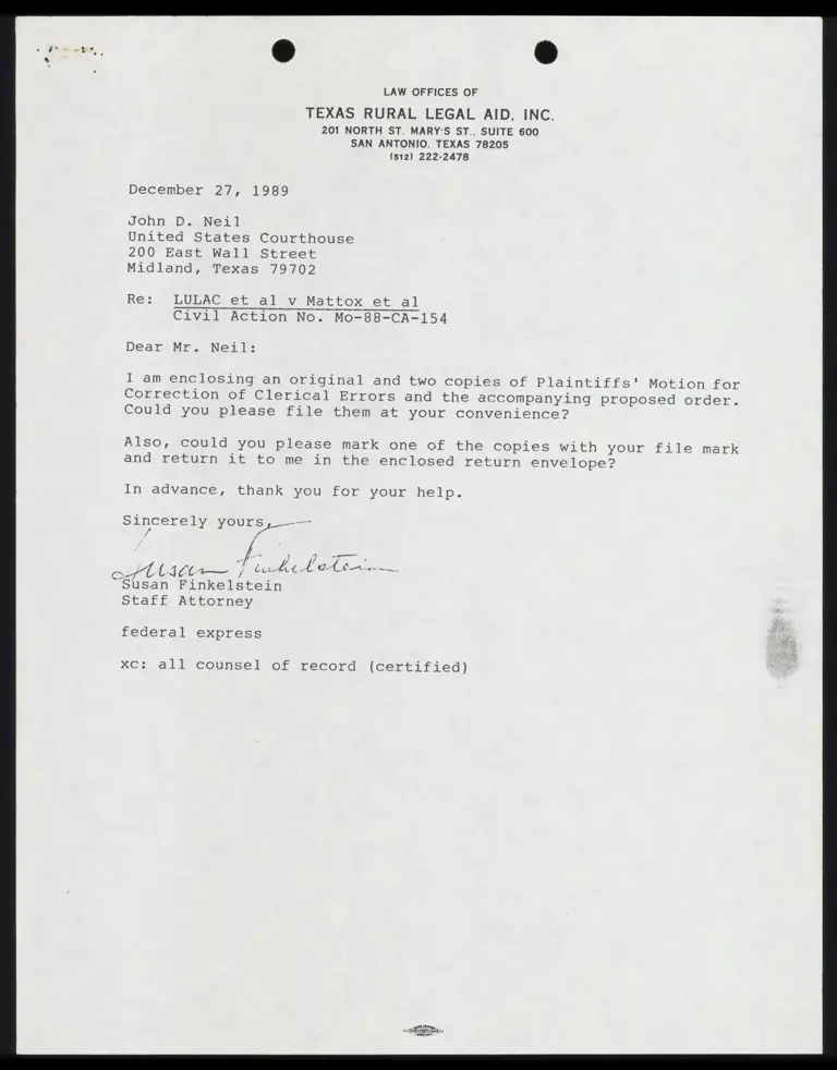 Plaintiffs' Motion for Correction of Clerical Errors; Proposed Order to Correct Errors preview