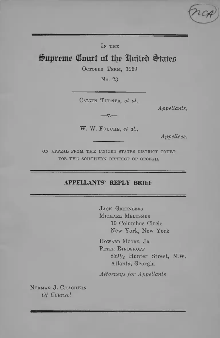 Turner v. Fouche Appellants' Reply Brief preview