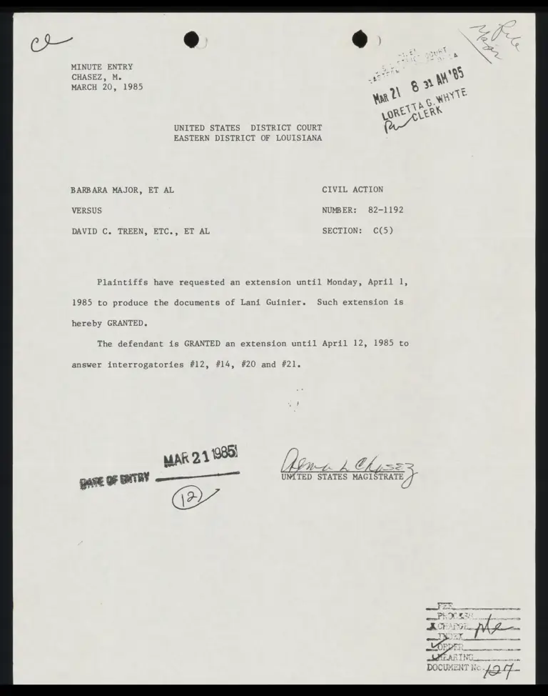 Minute Entry - Granting of Plaintiffs' Request for of Extension preview