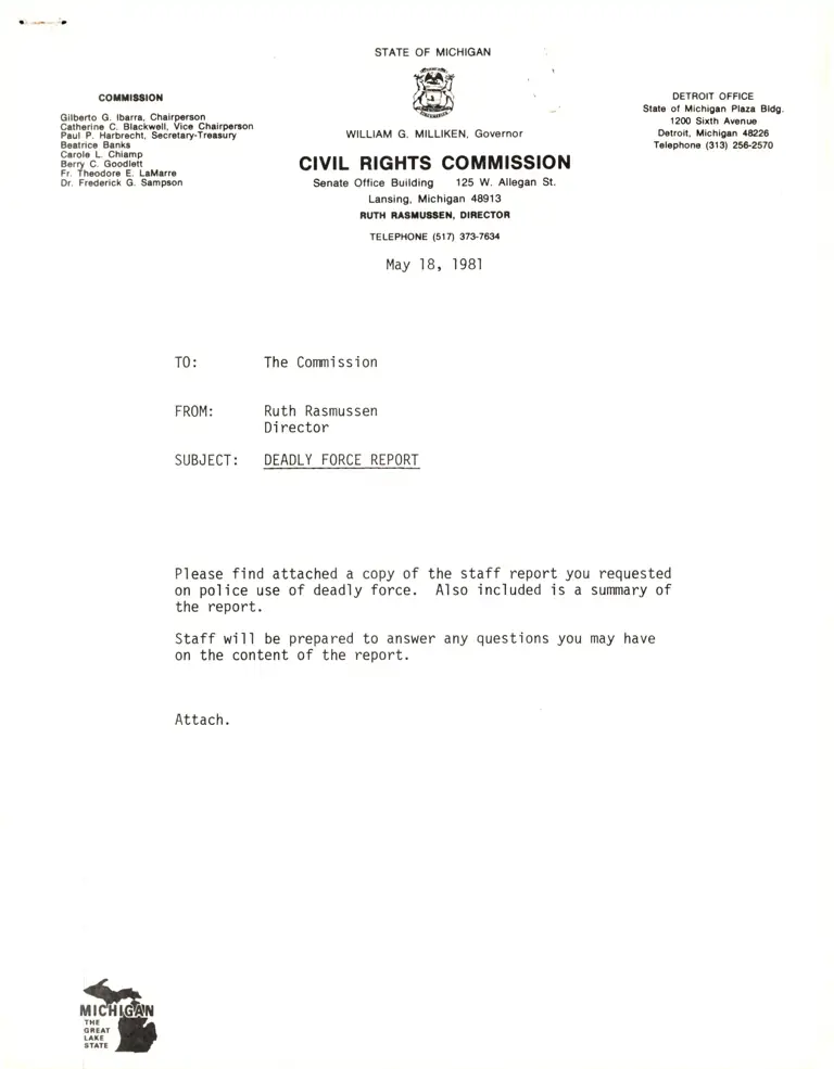 Staff Report on the Use of Deadly Force by Law Enforcement Agencies preview