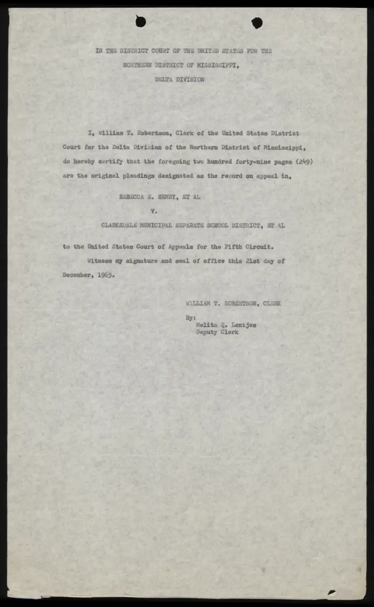 Certification of Record on Appeal; Index; Specification of Errors preview