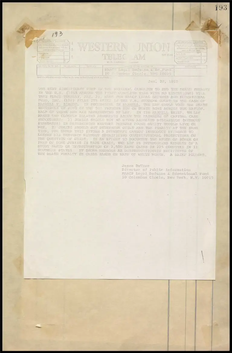Maxwell v. Bishop - Campaign to End Death Penalty in Southern States (Telegram) preview