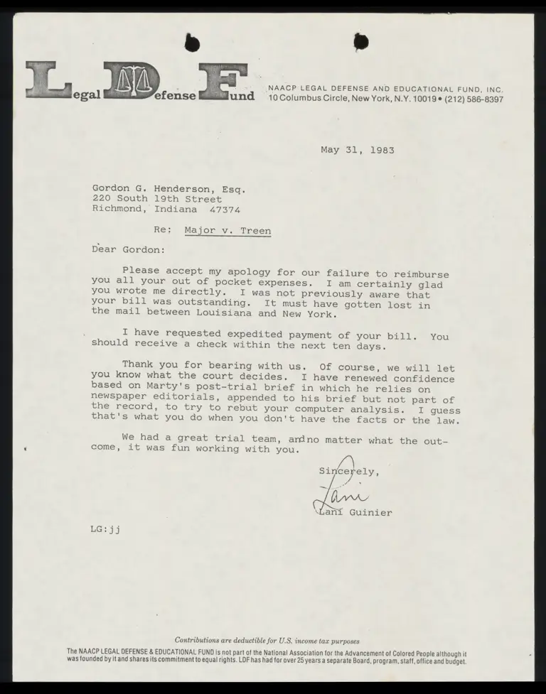 Correspondence from Guinier to Henderson (Redacted) preview