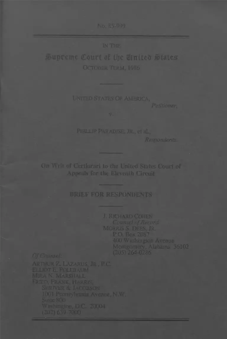 United States v. Paradise, Jr. Brief of Respondents preview