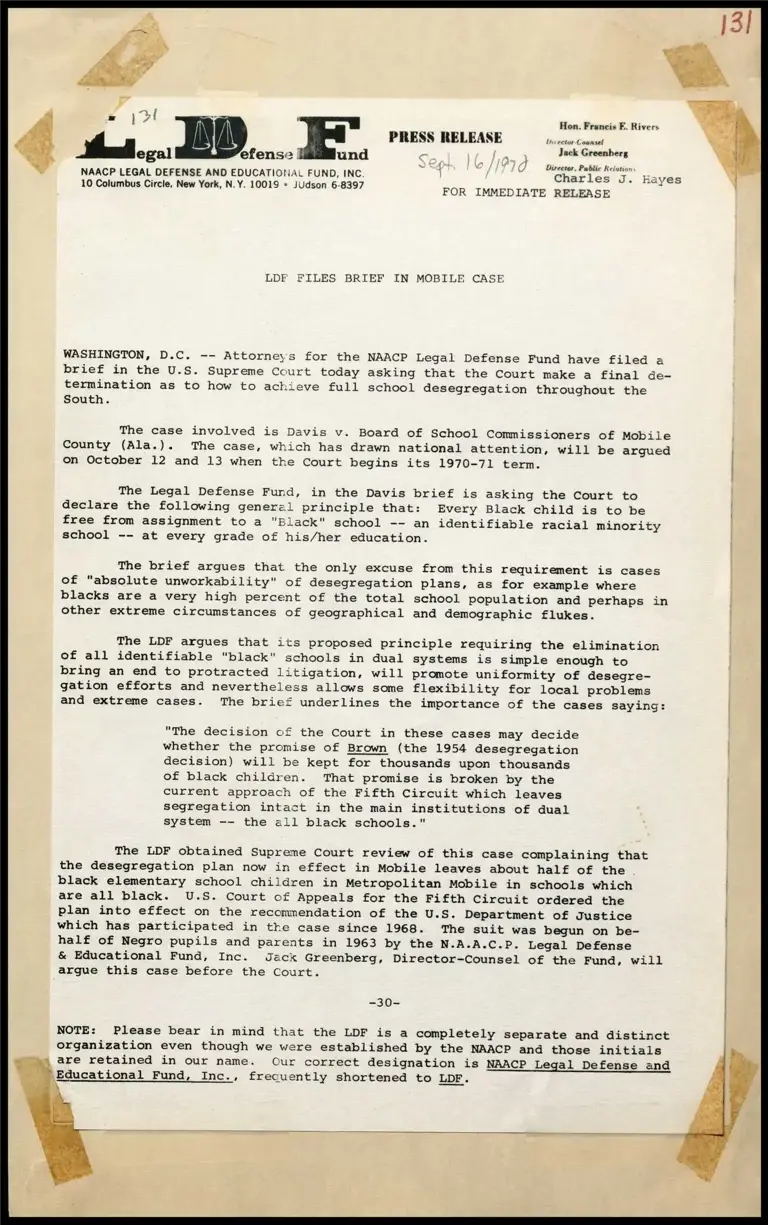 LDF Files Brief in Mobile, Ala. School Desegregation Case preview