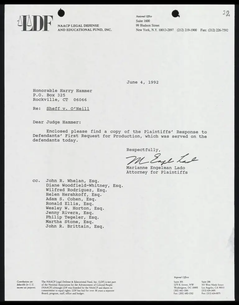 Letter from Lado to Court RE: Plaintiffs’ Response to Defendant’s First Request for Production preview
