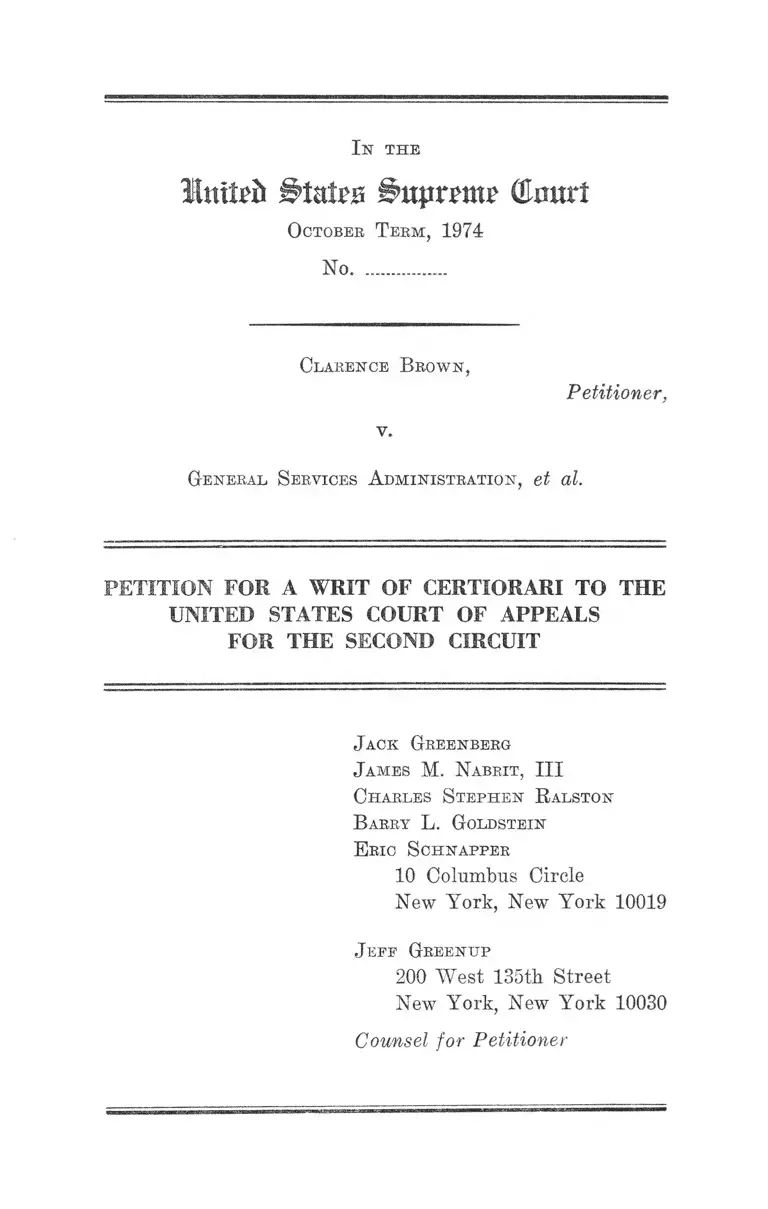 Brown v. General Services Administration Petition for a Writ of Certiorari to the United States Court of Appeals for the Second Circuit preview