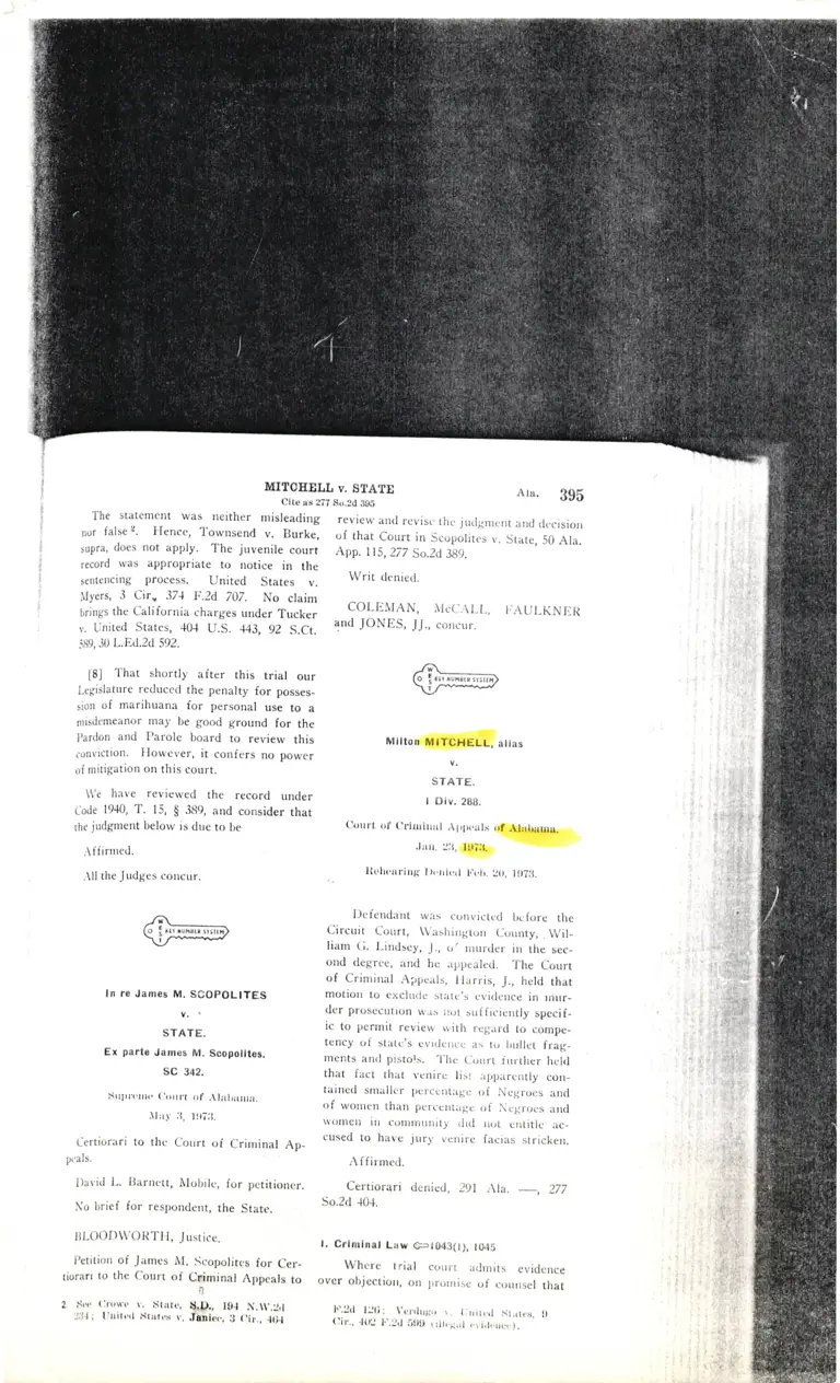 Mitchell v. State Court Opinion preview