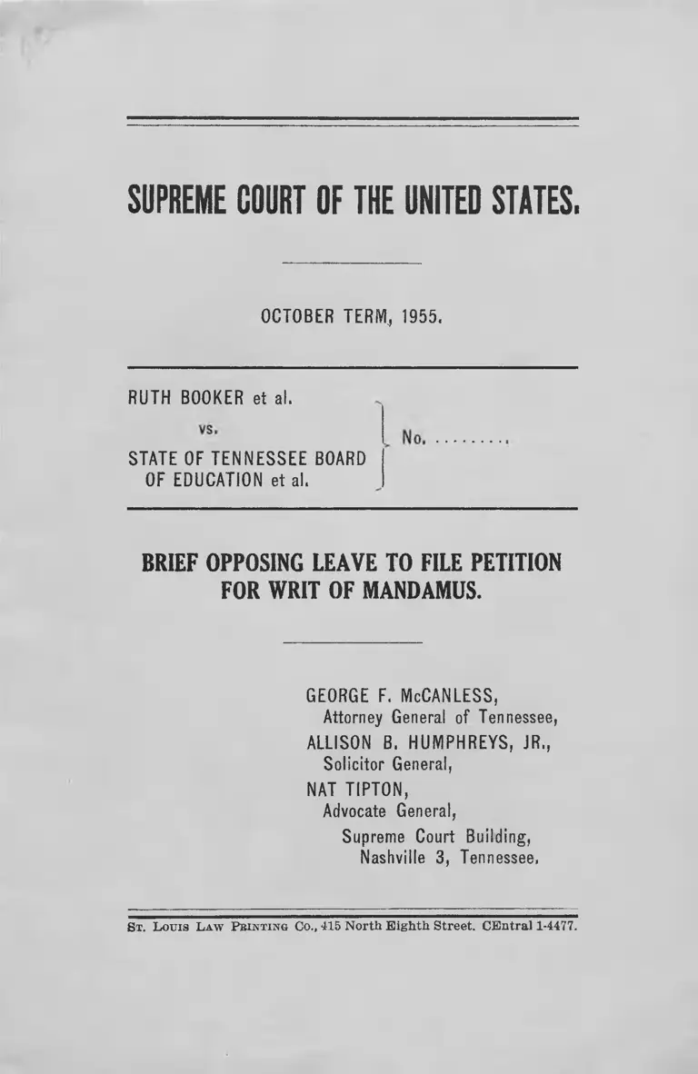 Booker v. Tennessee Board of Education Brief Opposing Leave to File Petition for Writ of Mandamus preview