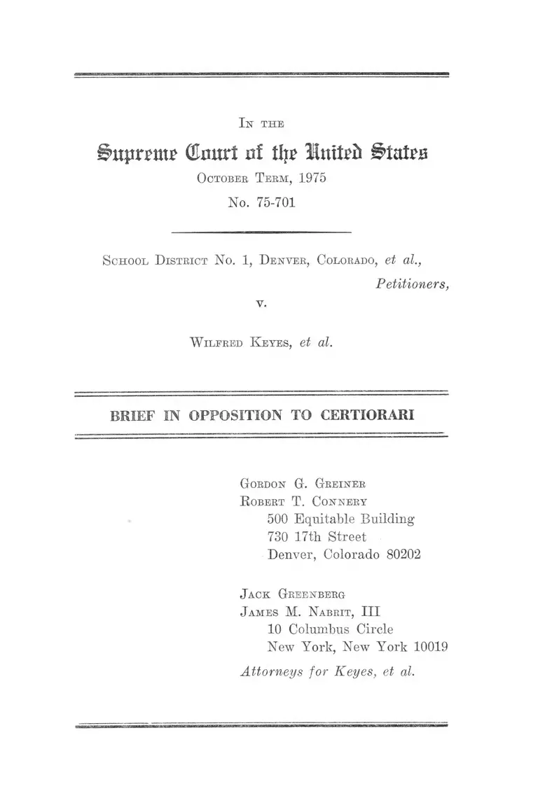 School Distr. No. 1, Denver, CO v. Keyes Brief in Opposition to Certiorari preview