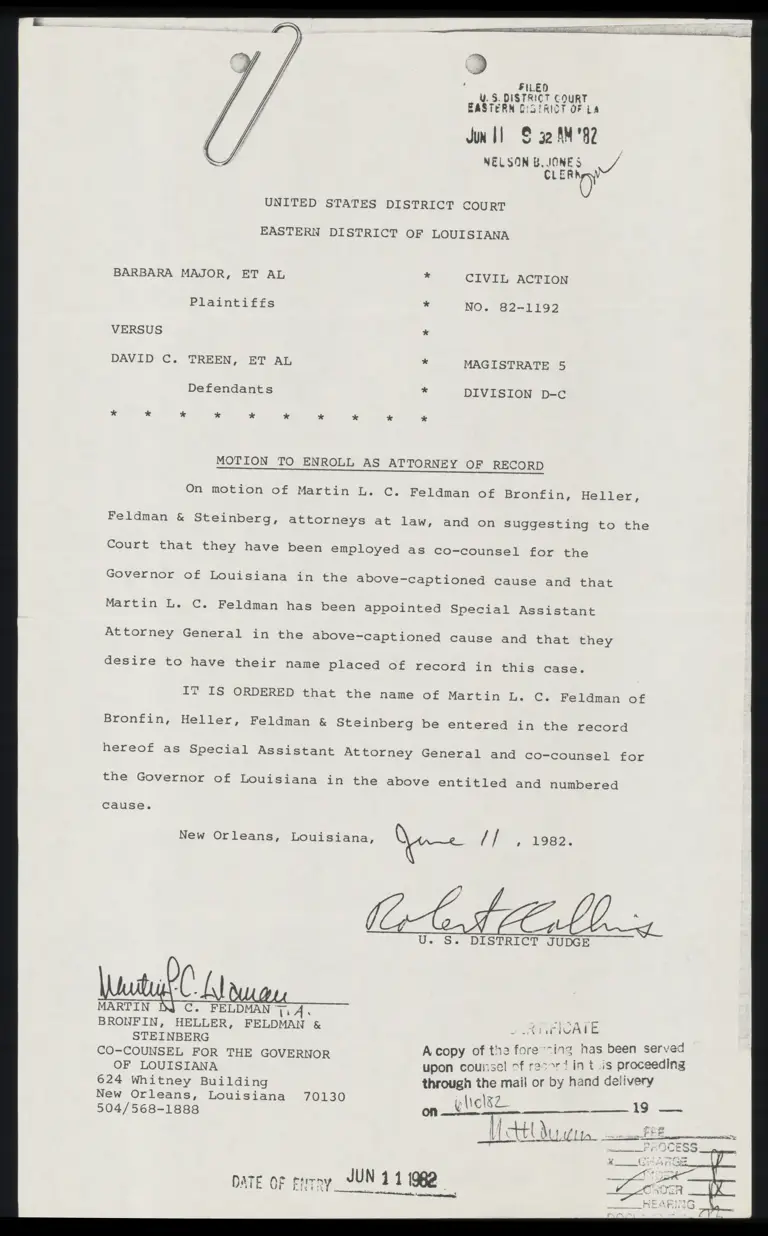 Motion to Enroll as Attorney of Record preview