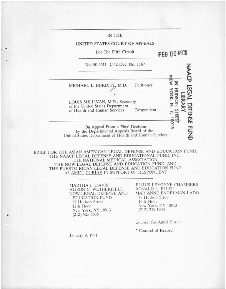 Burditt v Sullivan Brief as Amici Curiae in Support of Respondent preview