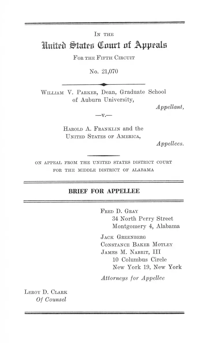 Parker v. Frankin Brief for Appellee preview