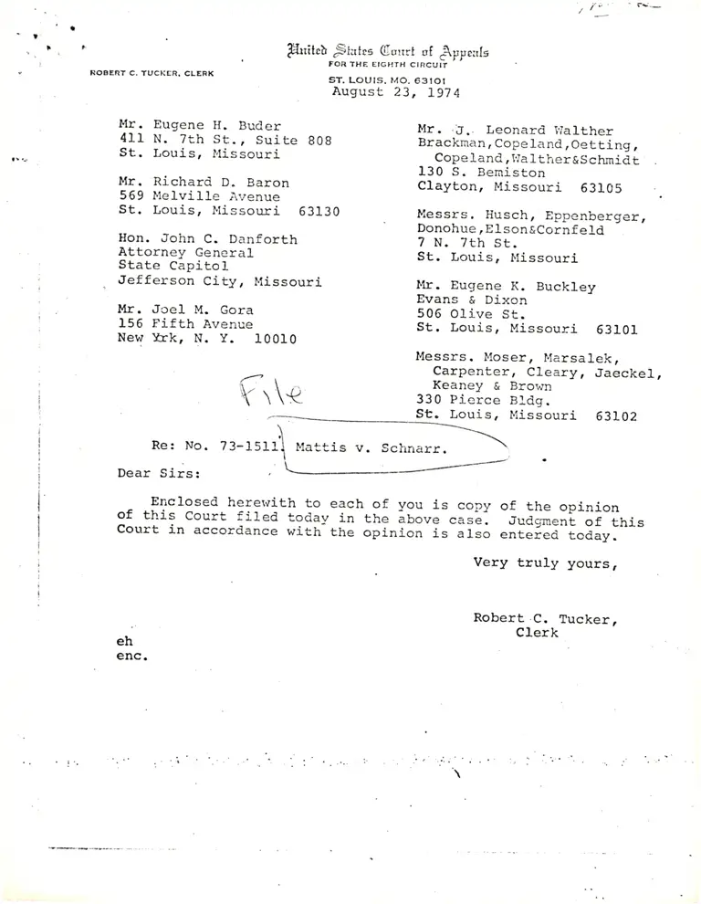 Mattis v. Schnarr Opinion with cover letter preview