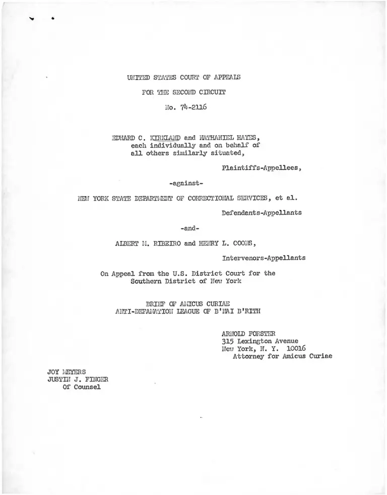 Kirkland v. The New York State Department of Correctional Services Brief Amicus Curiae preview