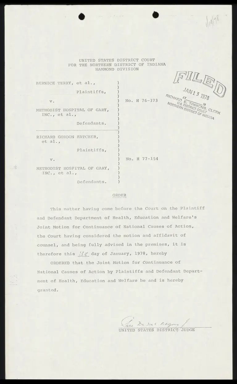 Order Granting Joint Motion for Continuance preview