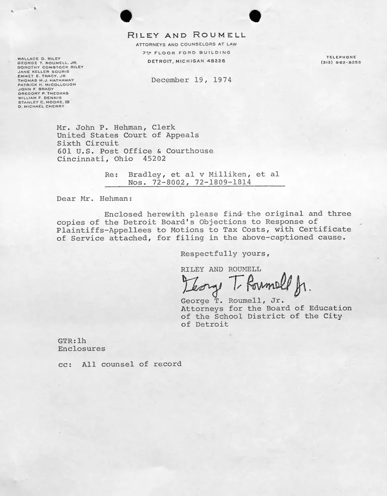 Objections to Response of Plaintiffs' to Motions to Tax Cuts with Cover Letter preview