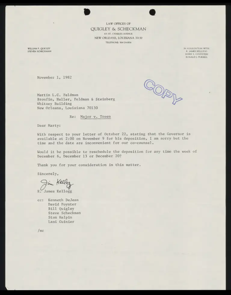 Correspondence from Kellogg to Feldman preview