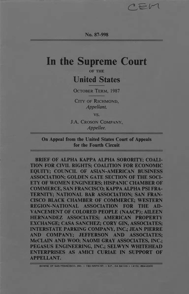 Richmond v JA Croson Company Brief of Amici Curiae in Support of Appellant preview