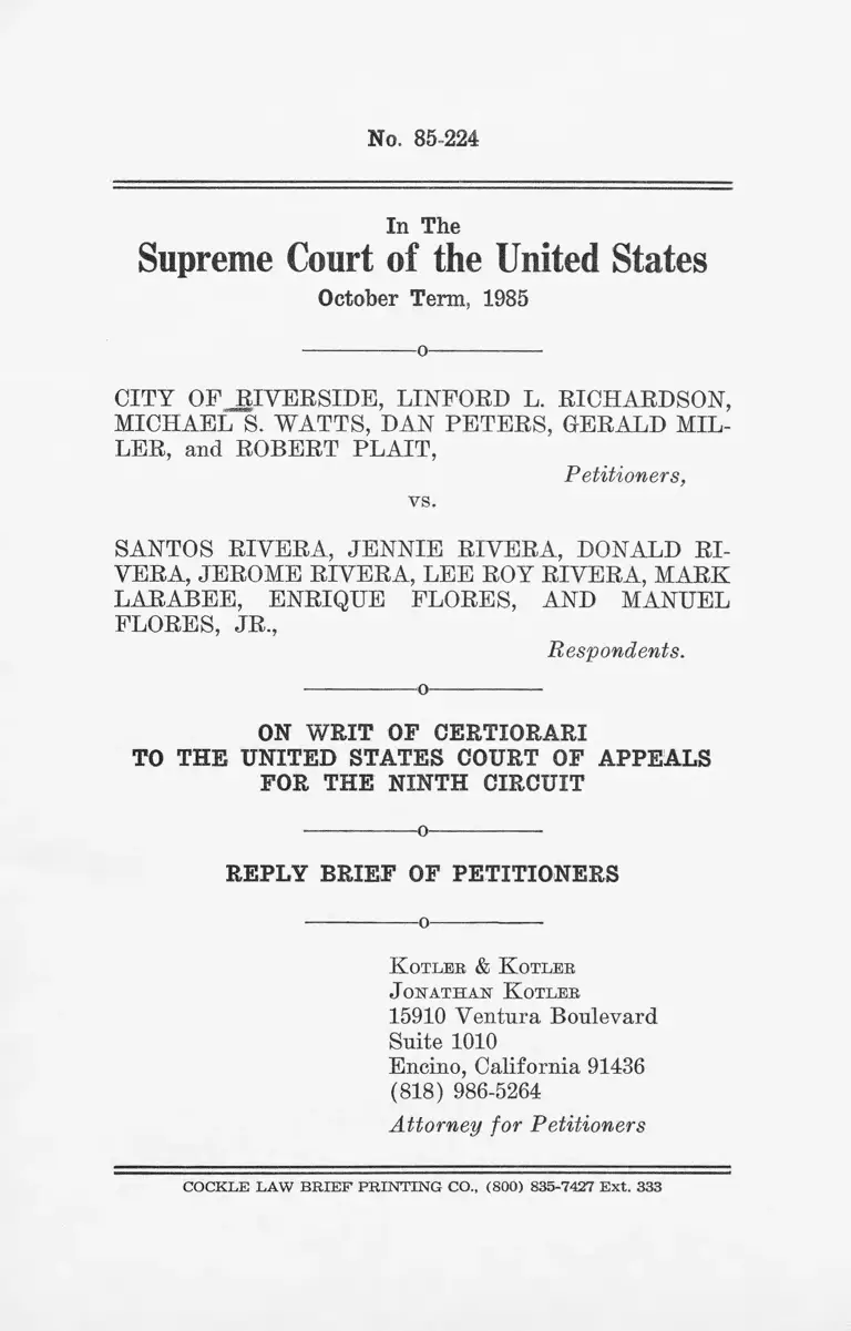 City of Riverside v Rivera Brief Reply Brief of Petitioners preview