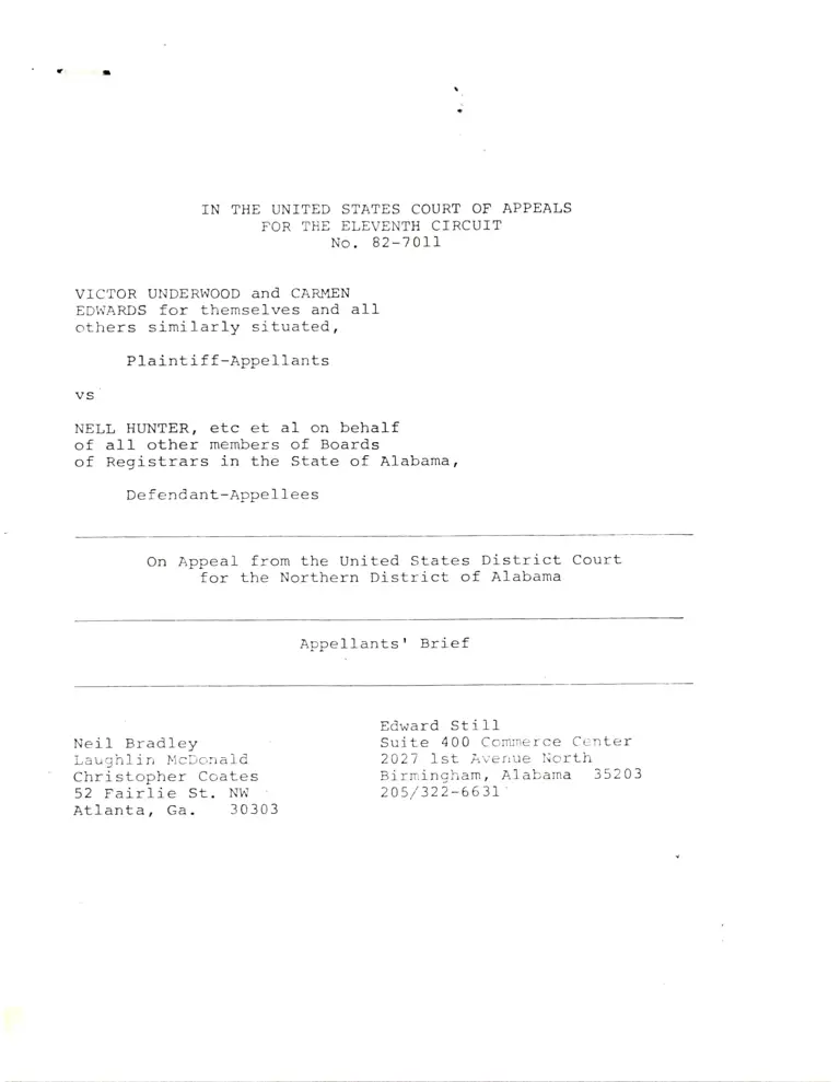 Underwood and Edwards v. Hunter Appellants' Brief preview