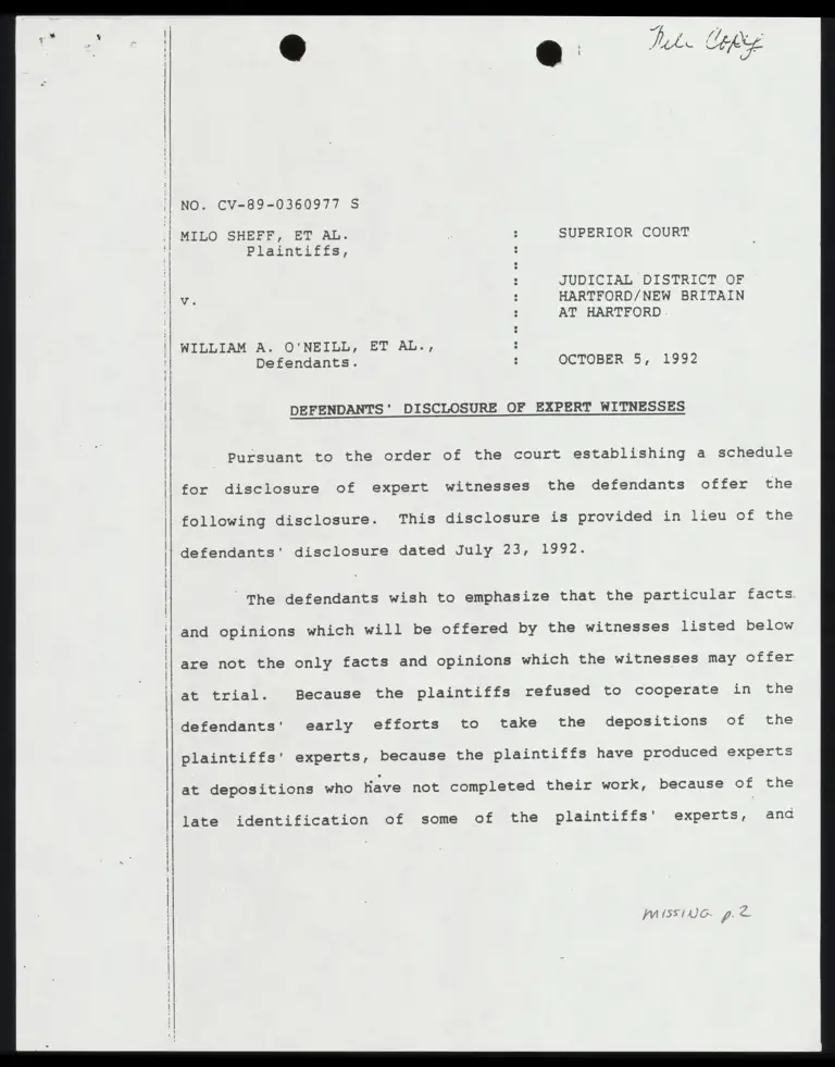 Defendants' Disclosure of Expert Witnesses preview