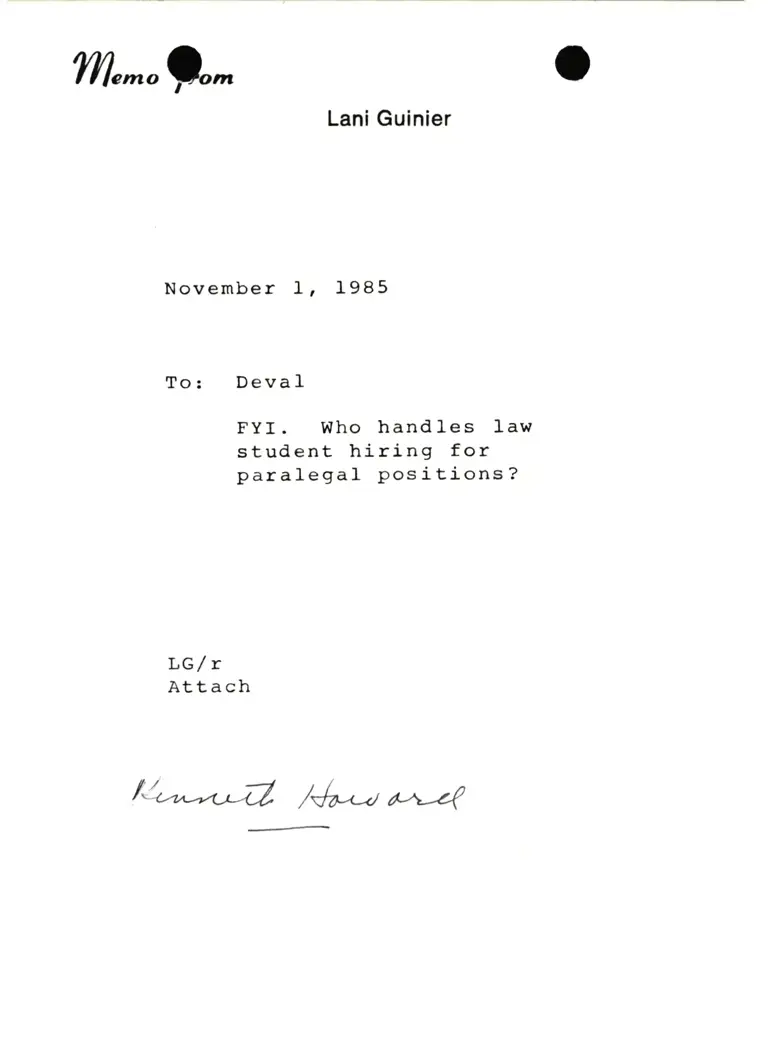 Memorandum from Lani Guinier to Deval Patrick preview