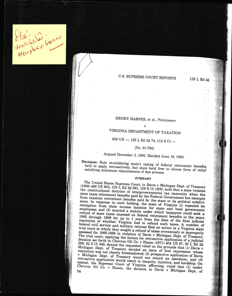 Harper v. Virginia Department of Taxation Court Opinion preview