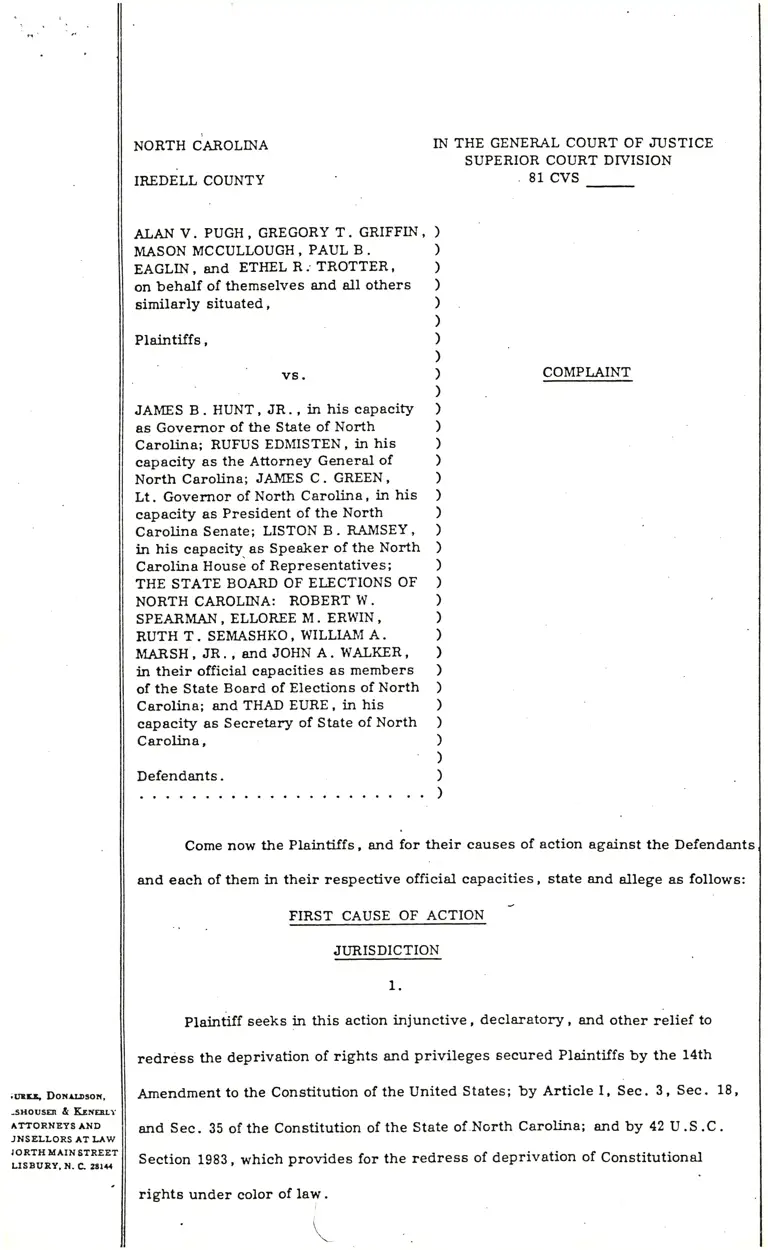 Pugh v. Hunt Complaint preview