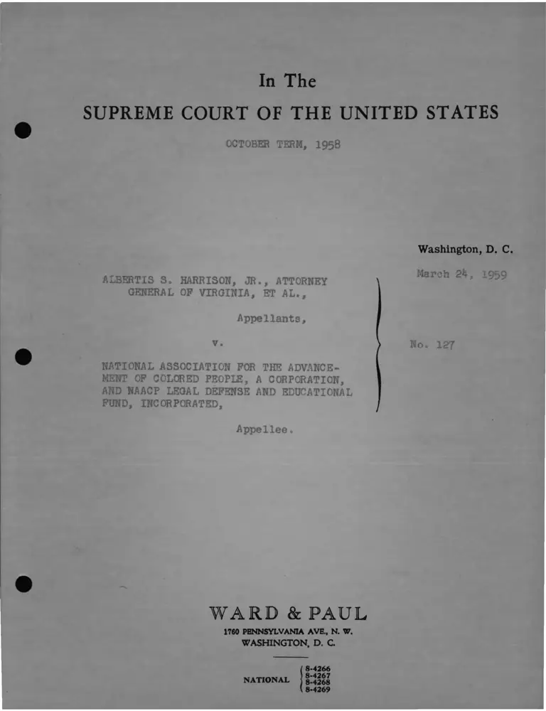 Harrison v. NAACP Oral Arguments preview