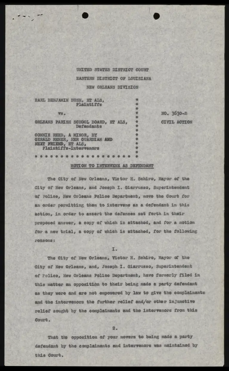 Motion to Intervene as Defendant; Motion for a New Trial and Memorandum in Support preview
