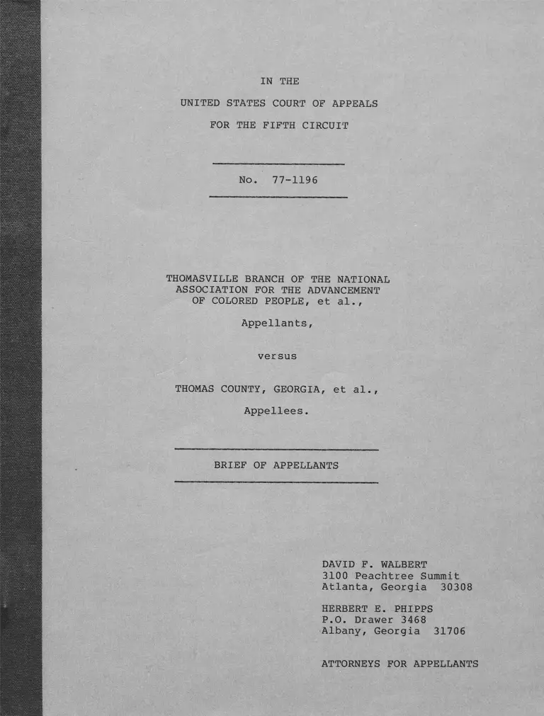 Thomasville Branch NAACP v. Thomas County, Georgia Brief of Appellants preview