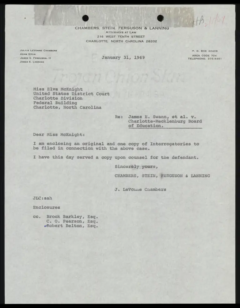 Correspondence from Chambers to Clerk Re: Interrogatories preview