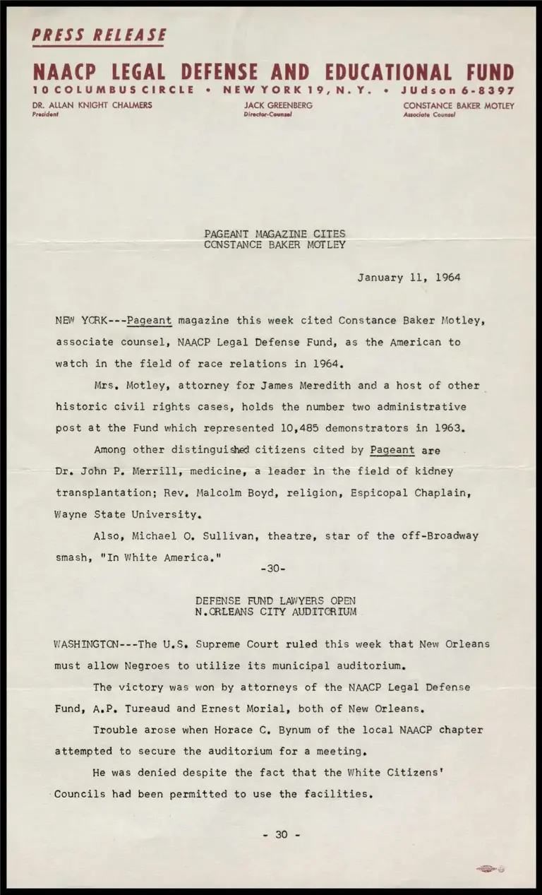 Pageant Magazine Cities Constance Baker Motley preview