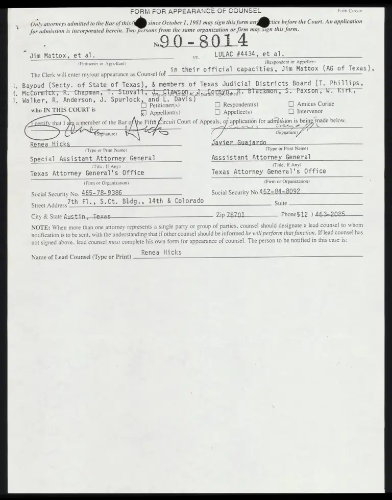 Form for Appearance of Counsel preview
