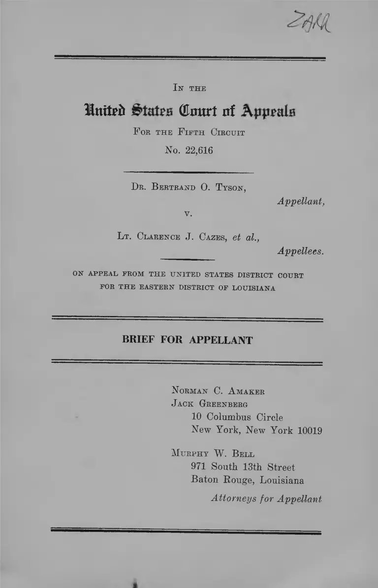 Tyson v. Cazes Brief for Appellant preview