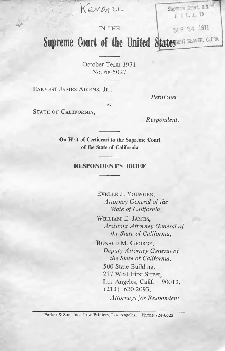 Aikens v. California Respondent's Brief preview
