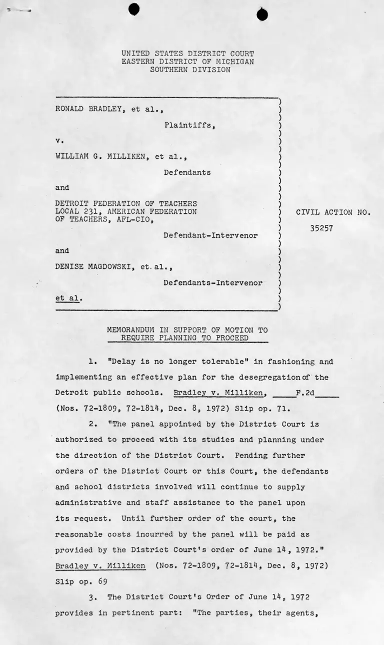 Draft Memorandum in Support of Motion to Require Planning to Proceed preview