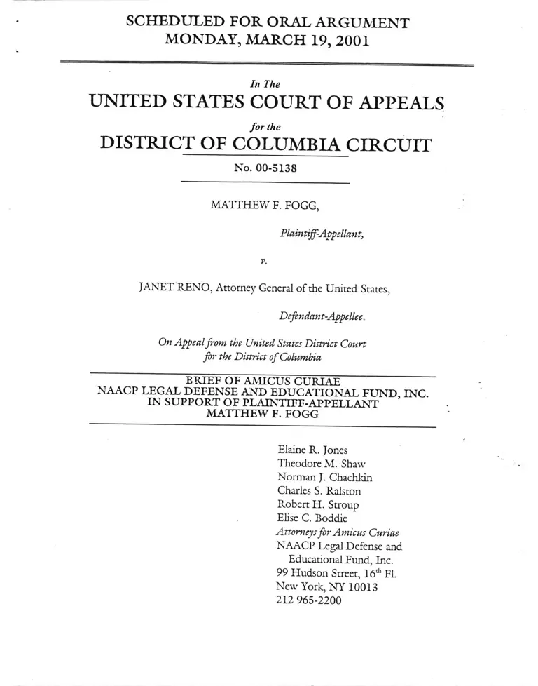 Fog v. Reno Brief of Amicus Curiae in Support of Plaintiff-Appellant Matthew F. Fogg preview