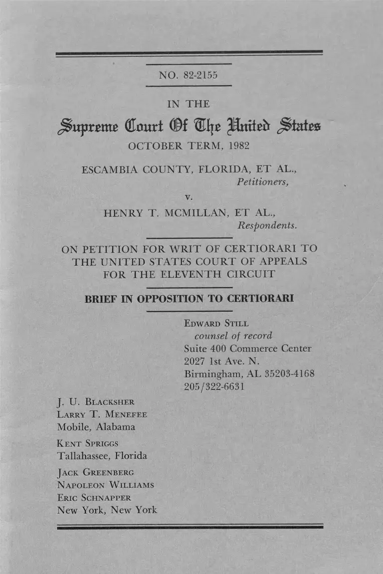 Escambia County, FL v. McMillan Brief in Opposition to Certiorari preview